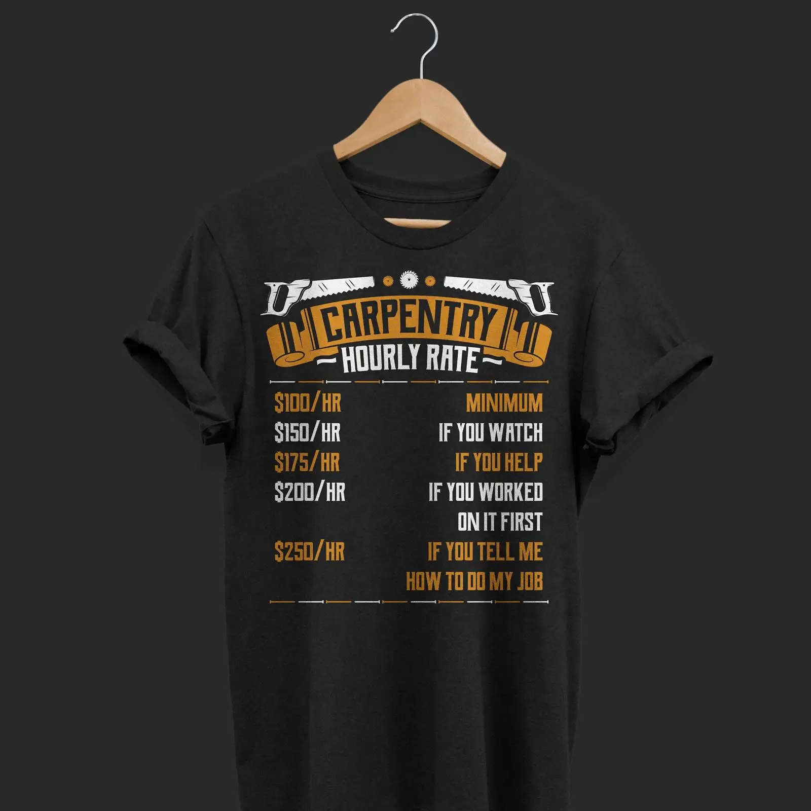 Woodworking Union - Kaos Lucu dengan Tulisan Tarif Tukang